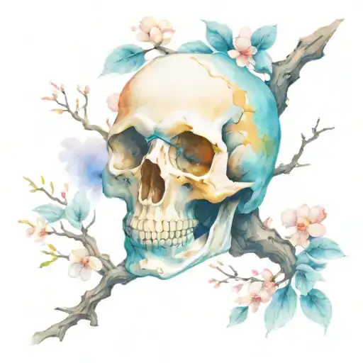 Skull And Sakura Tree