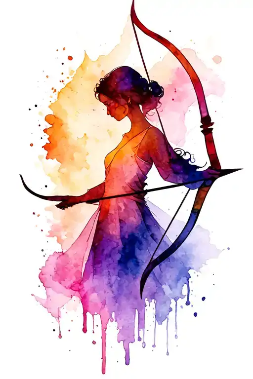 Bow And Arrow With Womans Sillouette