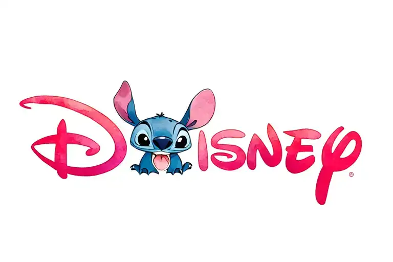 Stitch Chewing The Disney Logo