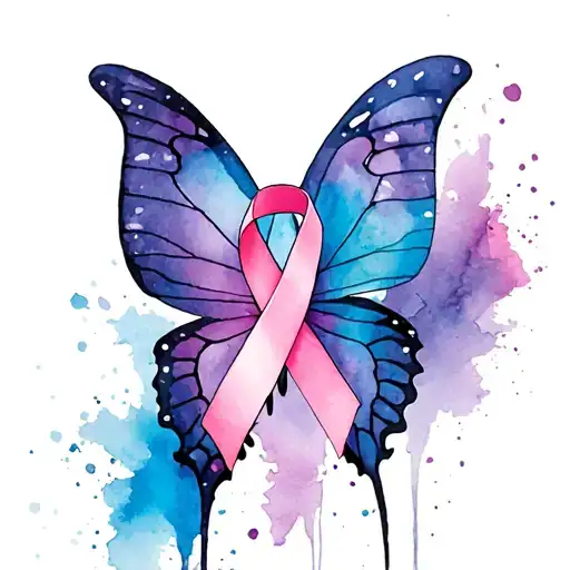 Butterfly And Breast Cancer Ribbon