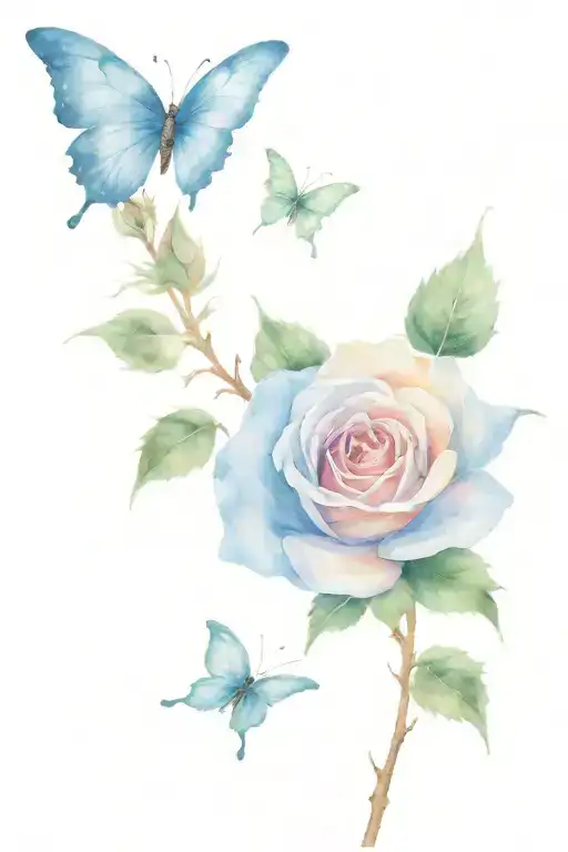 Rose And Butterfly Small Color