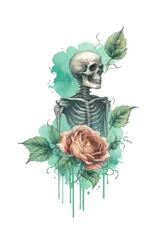 Sunflower Roses And Skeletons Sitting