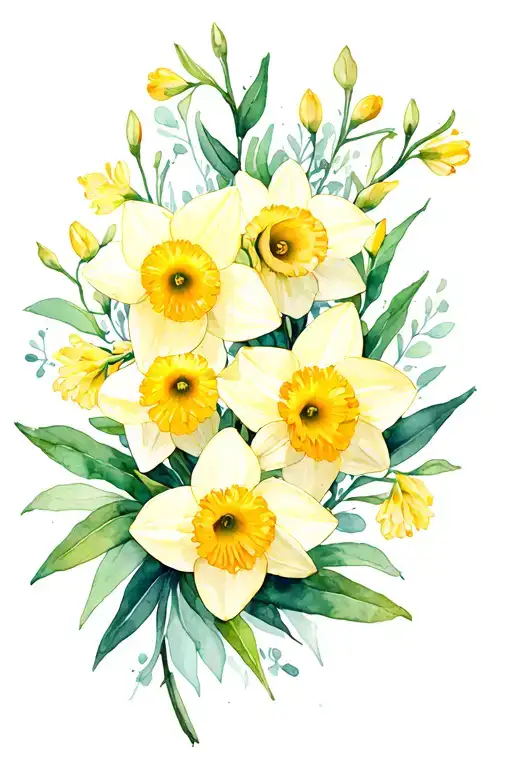 Daffodils & Honeysuckle Flower Intertwined