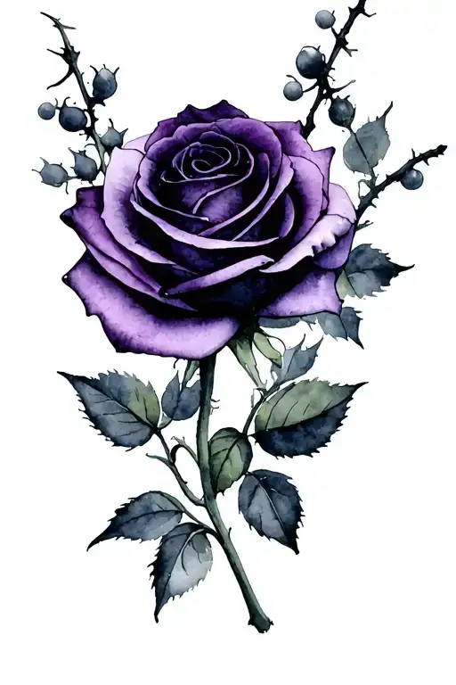 Black And Purple Rose Surrounded By Brambles Which Represents Mourning