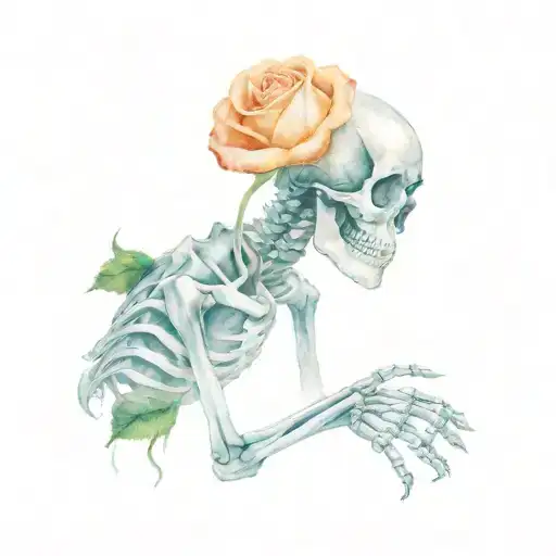 The Skeleton's Hand Holds A Rose
