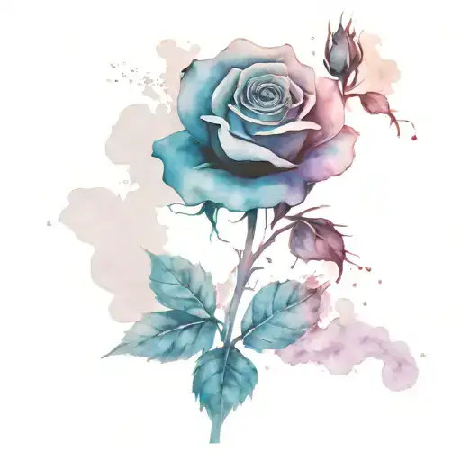 Black Rose With Blue To Balck Pedals Falling