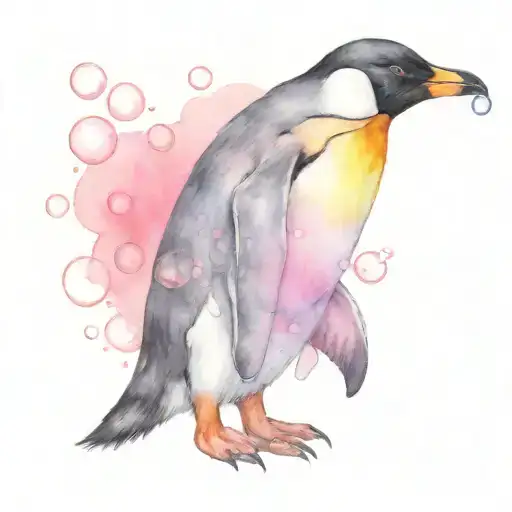 Penguin Blowing Bubbles