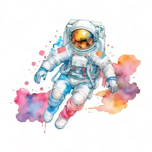 An Astronaut Floating In Space Surrounded By Colorful Nebula Clouds