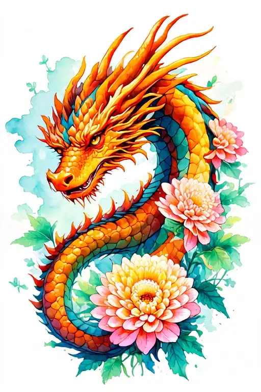 Chrysanthemums And The Dragon