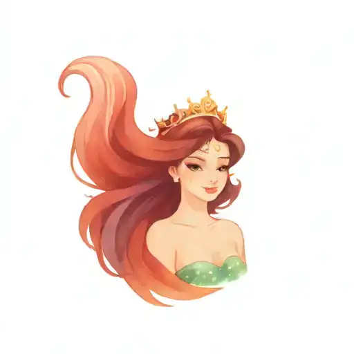 A Mermaid With Dark Hair And A Princess Tiara