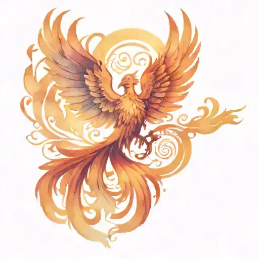 A Traditional Tattoo Design Of A Phoenix Rising From A Book Of Poetry