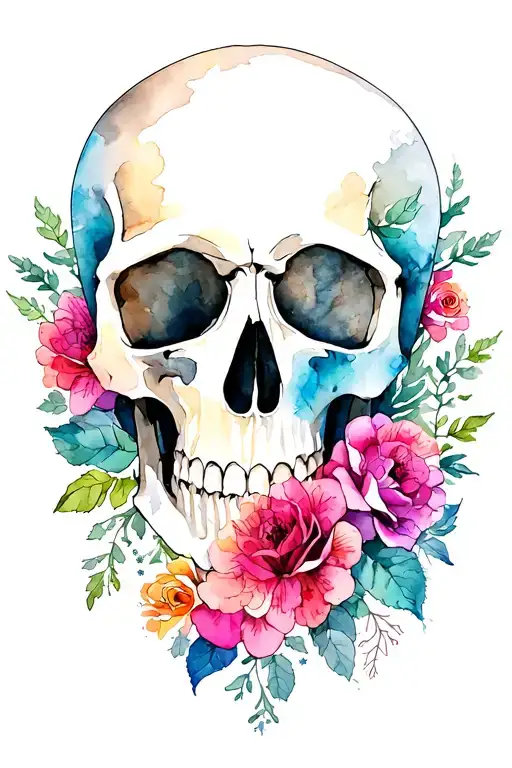 Rustic Skull Flowers Intertwined