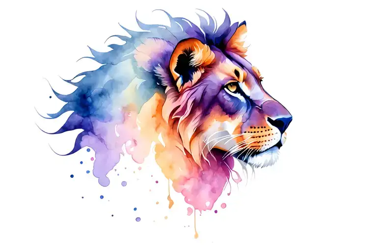 Floral Female Lion Left Side Face Tattoo Design