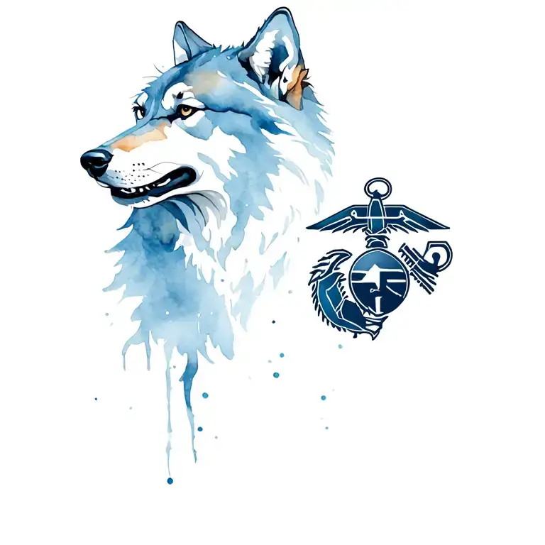 Wolf And Marines Symbol Intertwined