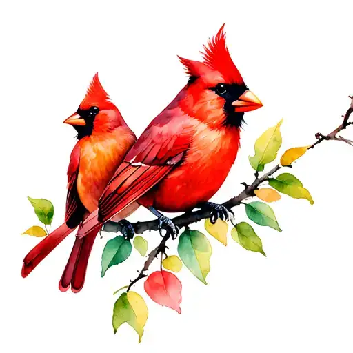 Cardinals Sitting On A Vine