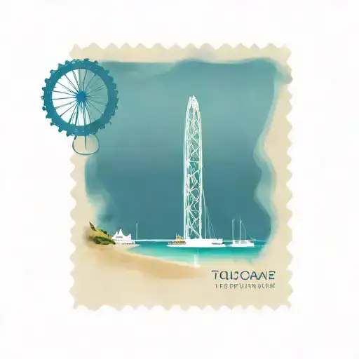 Tolcarne Beach Newquay With London Eye In Stamp For Boy
