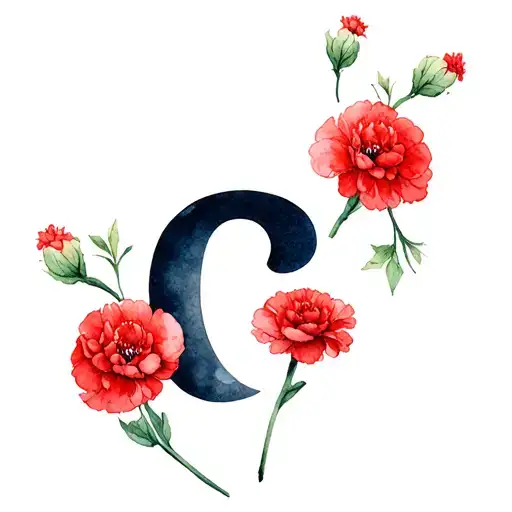 Semicolon Surrounded By Red Carnations Flowers