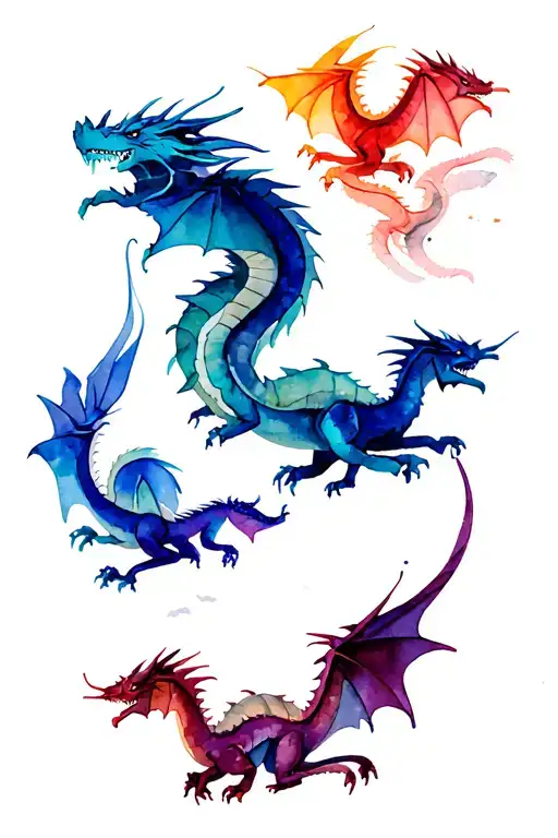 A Flock Of Dragon Fading Out Of Existence