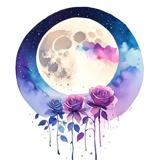 Rose Aurora Borealis Sky Moon