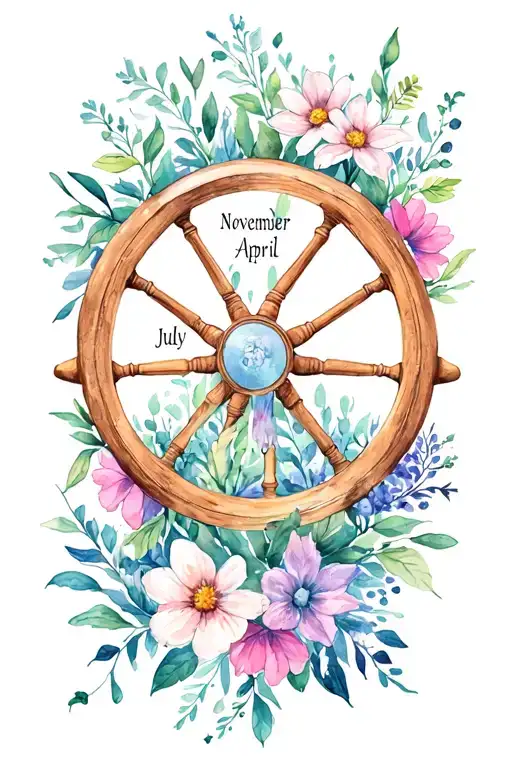 Birth Flowers November July January And April On Ship Wheel