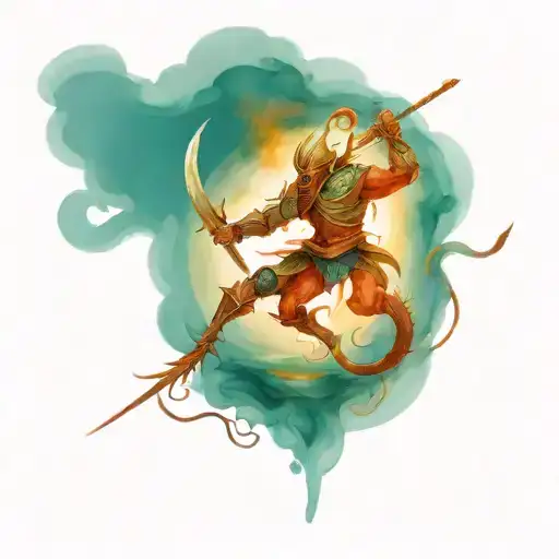 Warrior Fighting Alongside A Scorpion