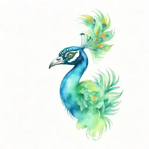 Peacock Perched On Colorful Bromeliads