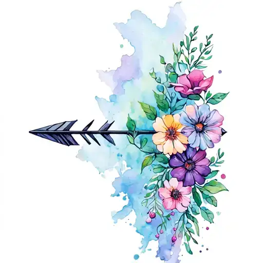 Arrow With Flowers Going Through It On The Top