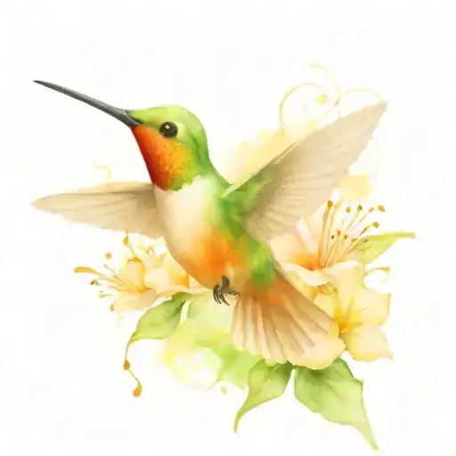 Humming Bird With Flowers In The Background