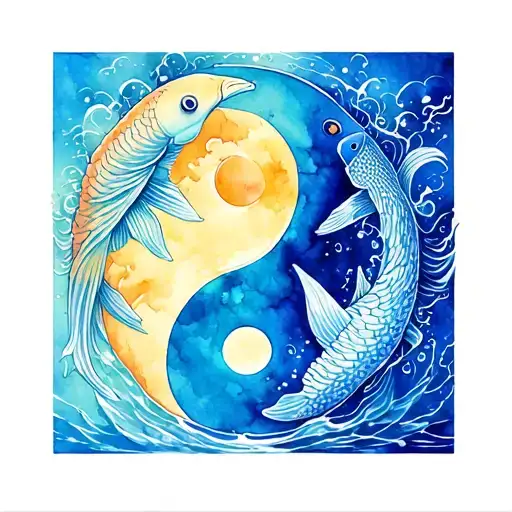 Peace Buddha Sun Moon Ying Yang Koi Fish Water Pon