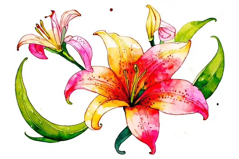 Lillies Fine Line Delicate Shoulder Arm Tattoo Design