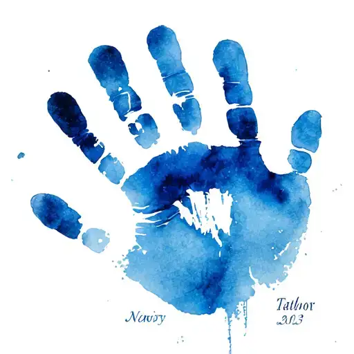 Baby Handprint Watercolor Name Date