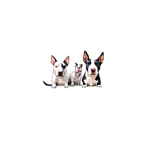 Four Bull Terrier Dogs In Watercolor