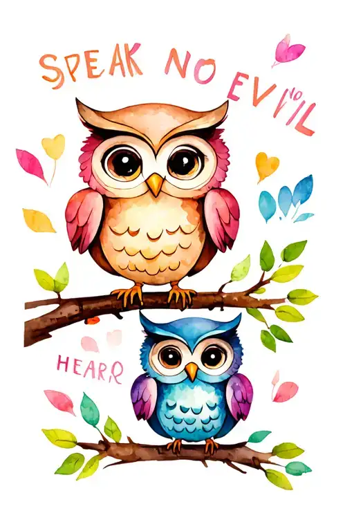 Cute Cartoon Owls See No Evil Speak No Evil Hear No Evil