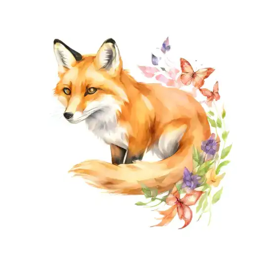 Fox And Butterfly