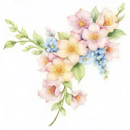 A Floral Sleeve With Forget Me Notts