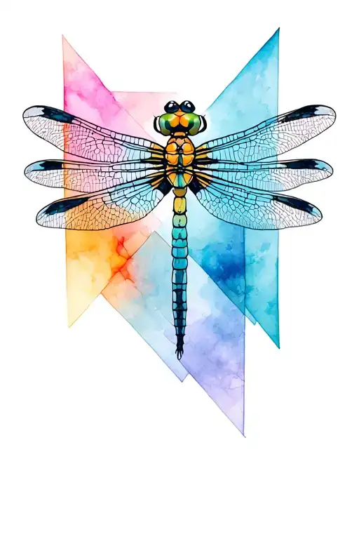 Dragonfly In A Abstract Pattern With Geometric Design Incorporating