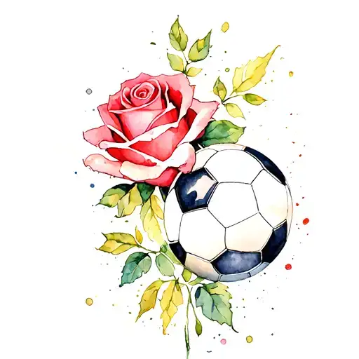 Football And Rose Intertwined