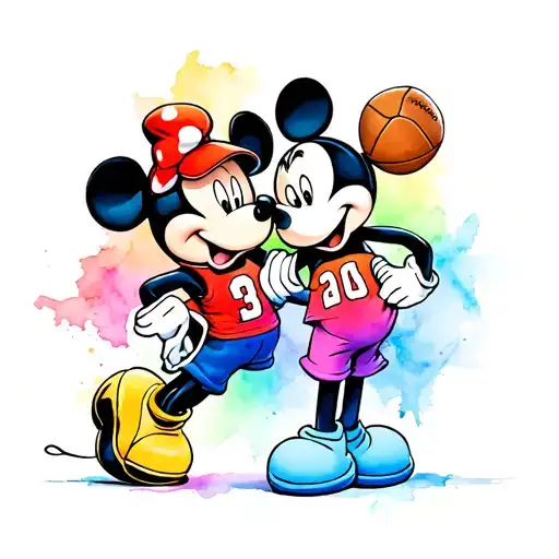 Football And Mickey Mouse Holding