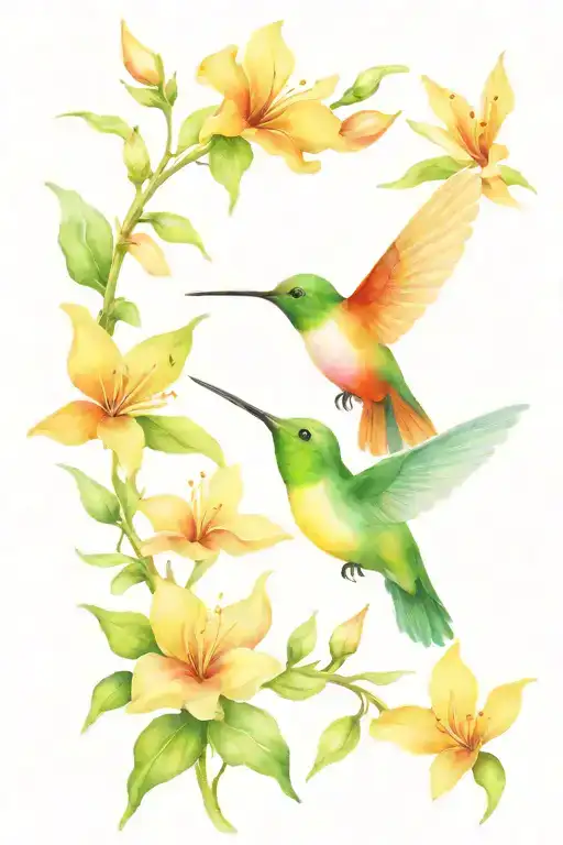 Hummingbird And Butterfly Perched