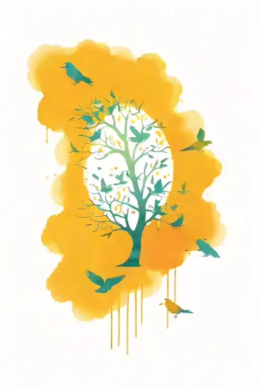 Tree Of Life Turning Into A Flock Of Birds