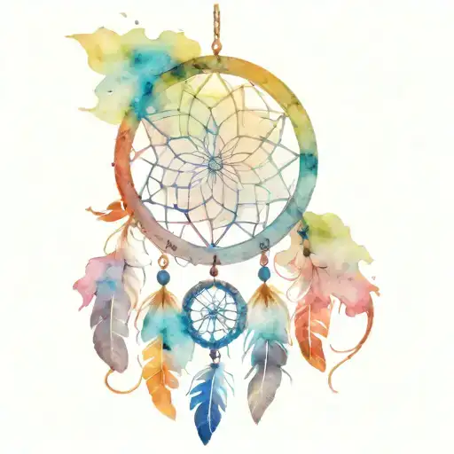 Dream Catcher With A Spiderweb In The Middle And Water Drops Caught In The Web