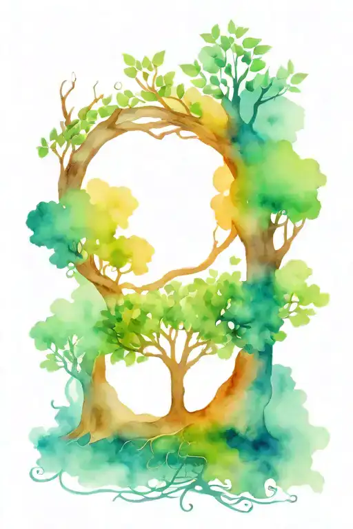 Tree Of Life With 2 Intertwined Hearts
