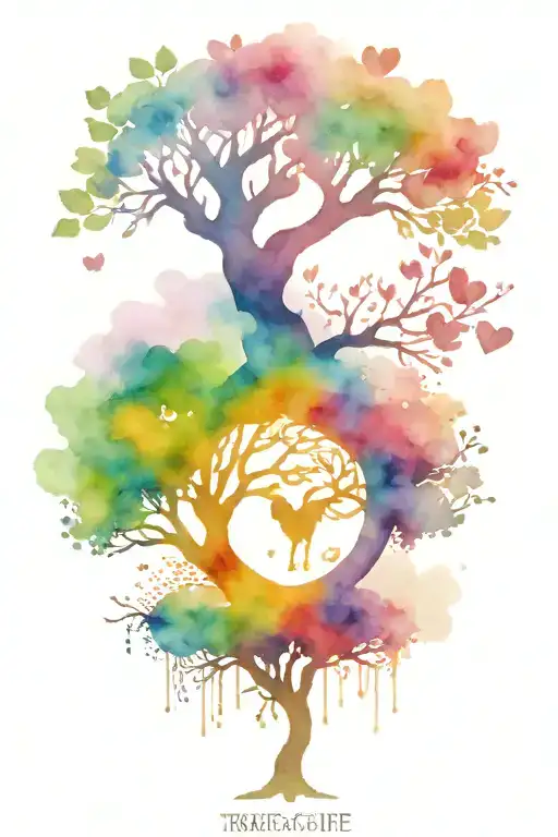 Tree Of Life With 2 Intertwined Hearts