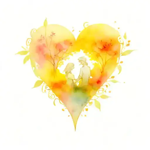 In The Blossoming Garden Of A Young Couple And Their Love Is One Heart