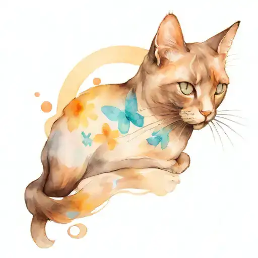 Black Cat With A Butterfly On Its Nose And An Awareness Ribbon