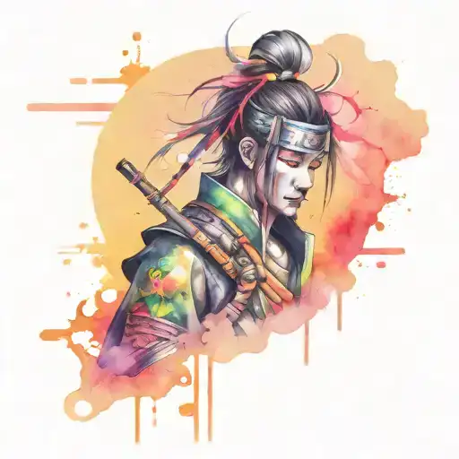 Neon Cyber Punk Samurai