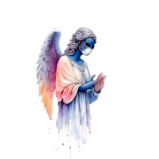 Angel In Mask With Reised Hands