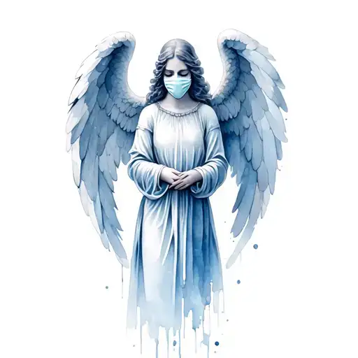 Angel In Mask With Reised Hands