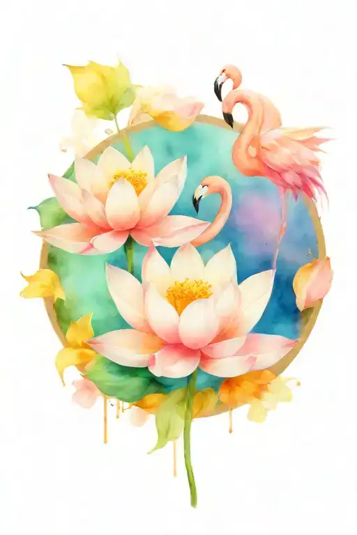 Gems Feminine Lotus Flowers Flamingo