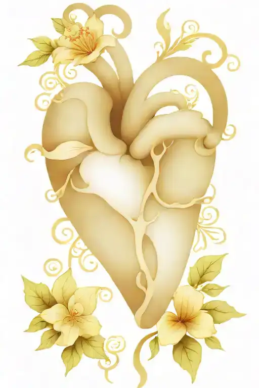 Traditional Style Design Of A Floral Heart With A Medical Cross In The Center